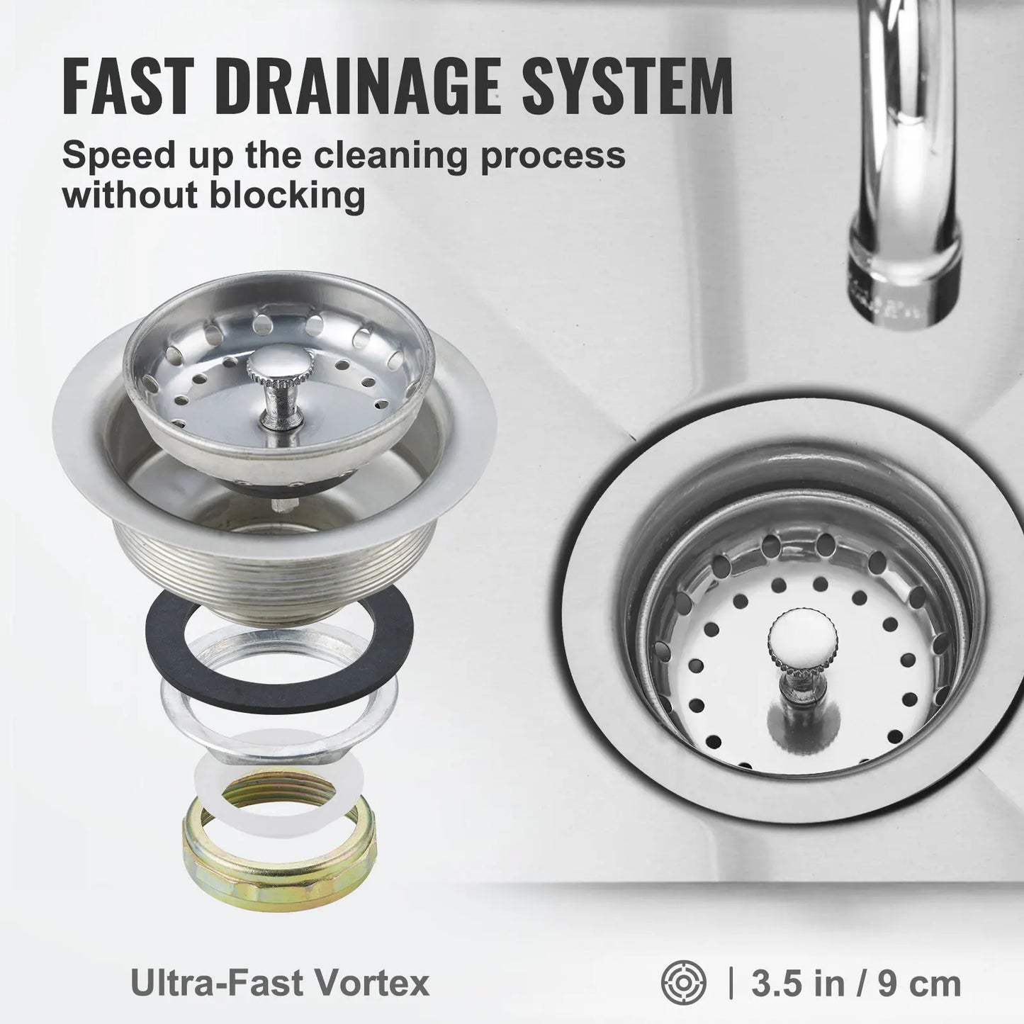 SucceBuy Stainless Steel Kitchen Utility Sink with Faucet for Home Restaurant