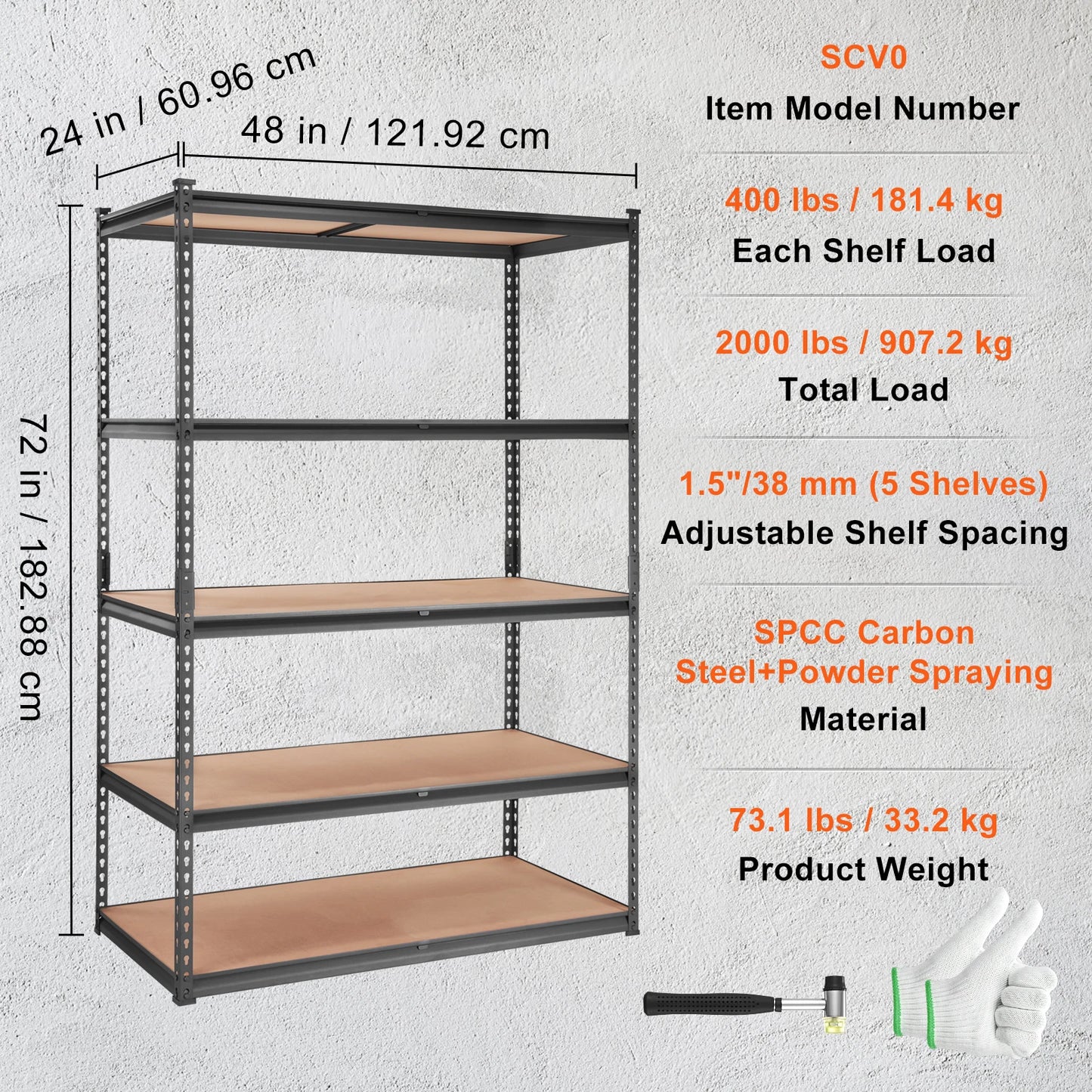 Ljustra Heavy Duty 5 Layer Storage Shelving Unit Metal Rack Organizer