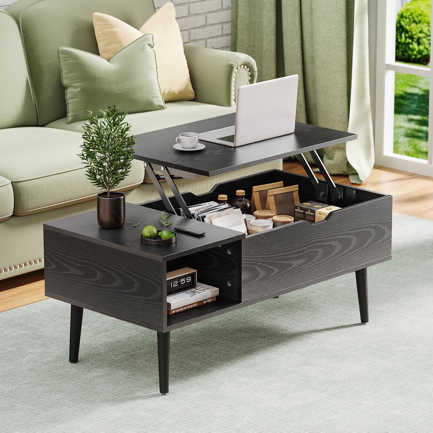 Ljustra Lift Top Coffee Table Modern Adjustable Storage Living Room 39.37"x19.7"