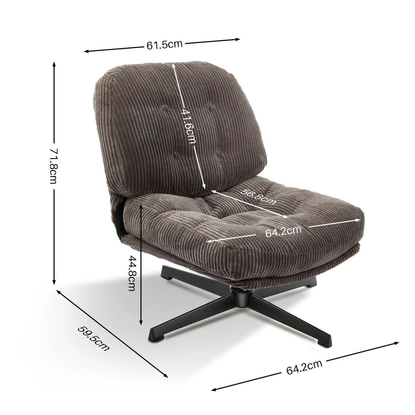 Ljustra Modern Foldable Accent Chair 360° Swivel Upholstered Lounge