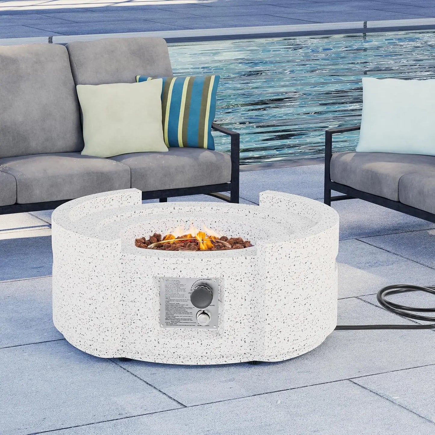 Hexagon Fire Pit Table Outdoor Propane with Rain Cover and Tank Holder