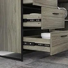 Large Kitchen Hutch Storage Cabinet with Metal Frame and Mesh Doors