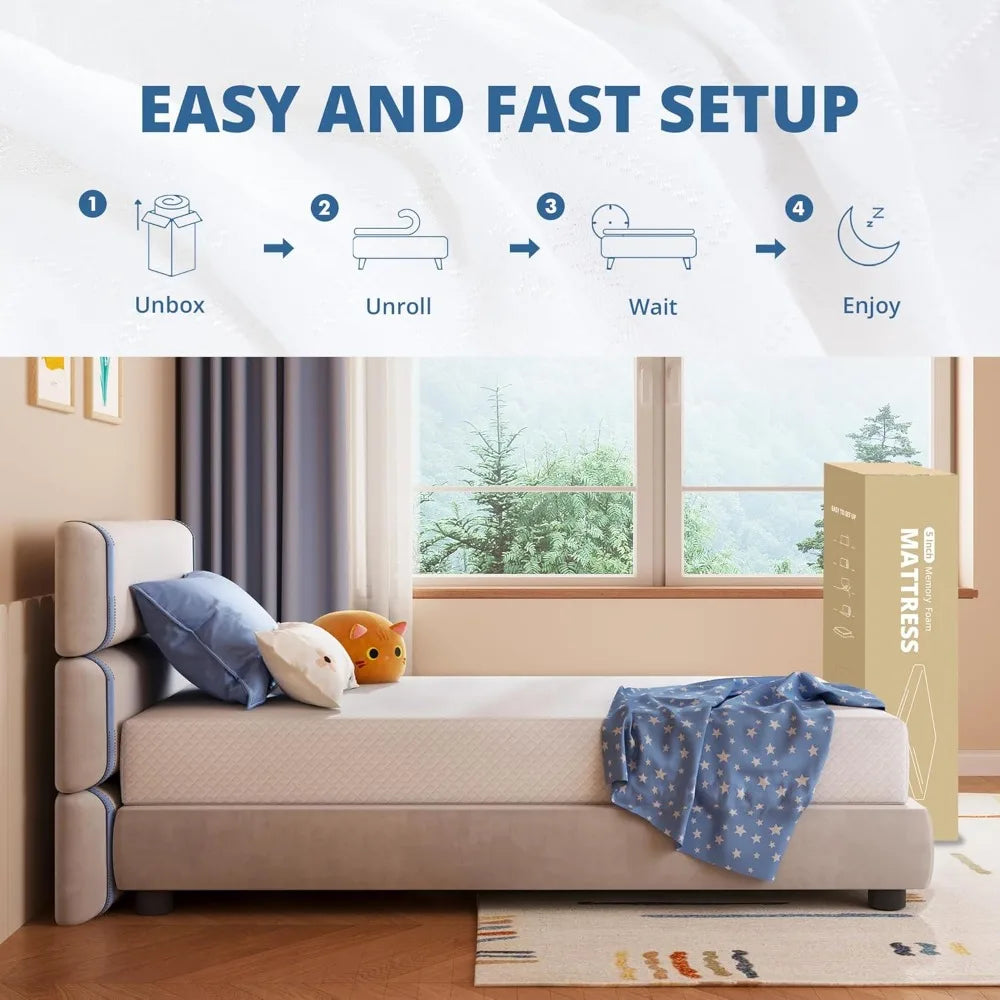 Ljustra 8 Inch Memory Foam Mattress for Cool Sleep and Pressure Relief