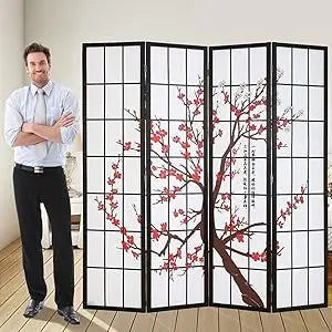 6 Panel Room Divider Folding Privacy Screen Portable Wood Privacy Screen
