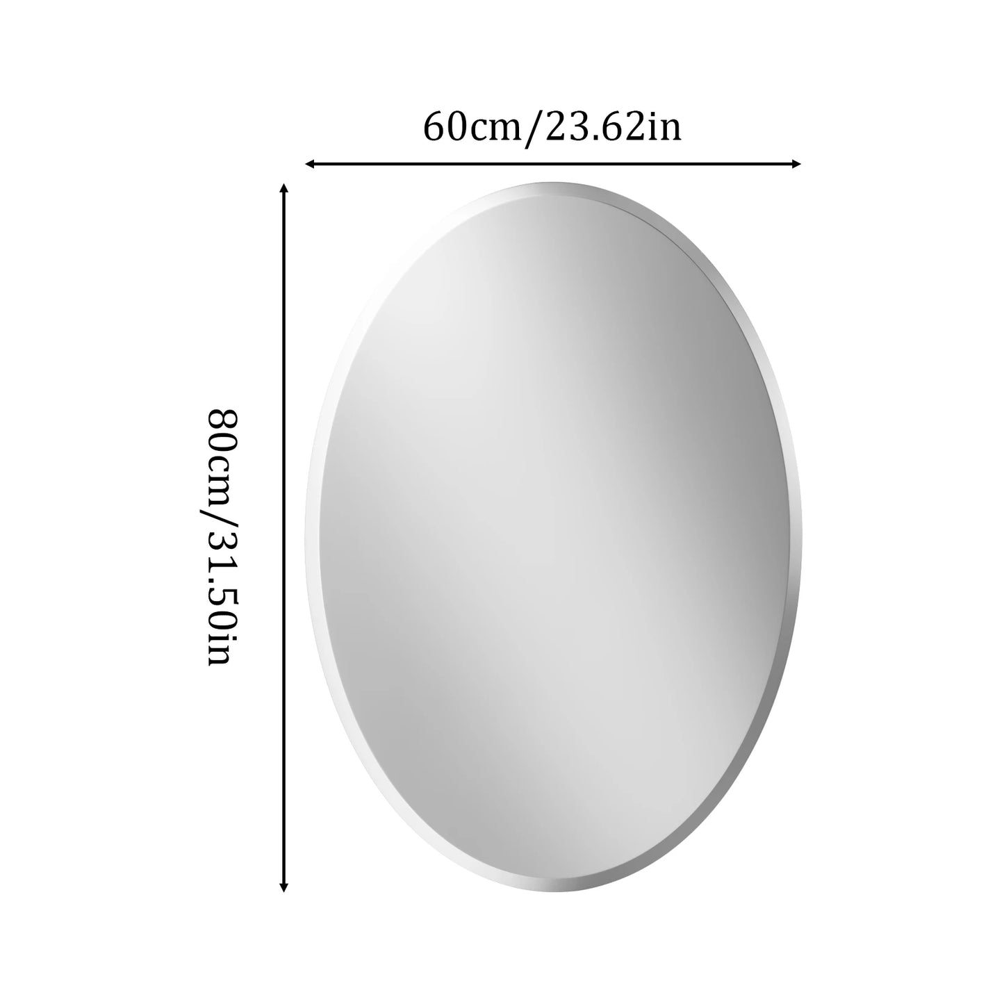 Frameless Oval Beveled Edge Bathroom Mirror for Living Room Entryway