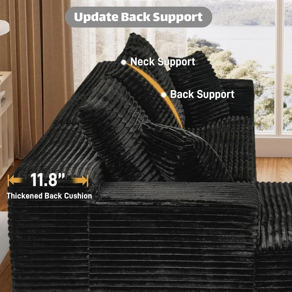 Ljustra Cloud Couch Sectional Modular Sofa 107" Comfy L Shaped Black