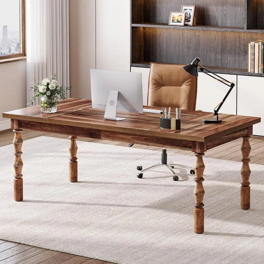 Large Executive Office Desk 62 Inch Farmhouse Modern Writing Table
