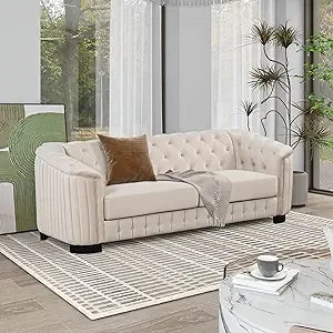 Ljustra 82'' Velvet Chesterfield Sofa Modern Mid-Century 3-Seat Couch