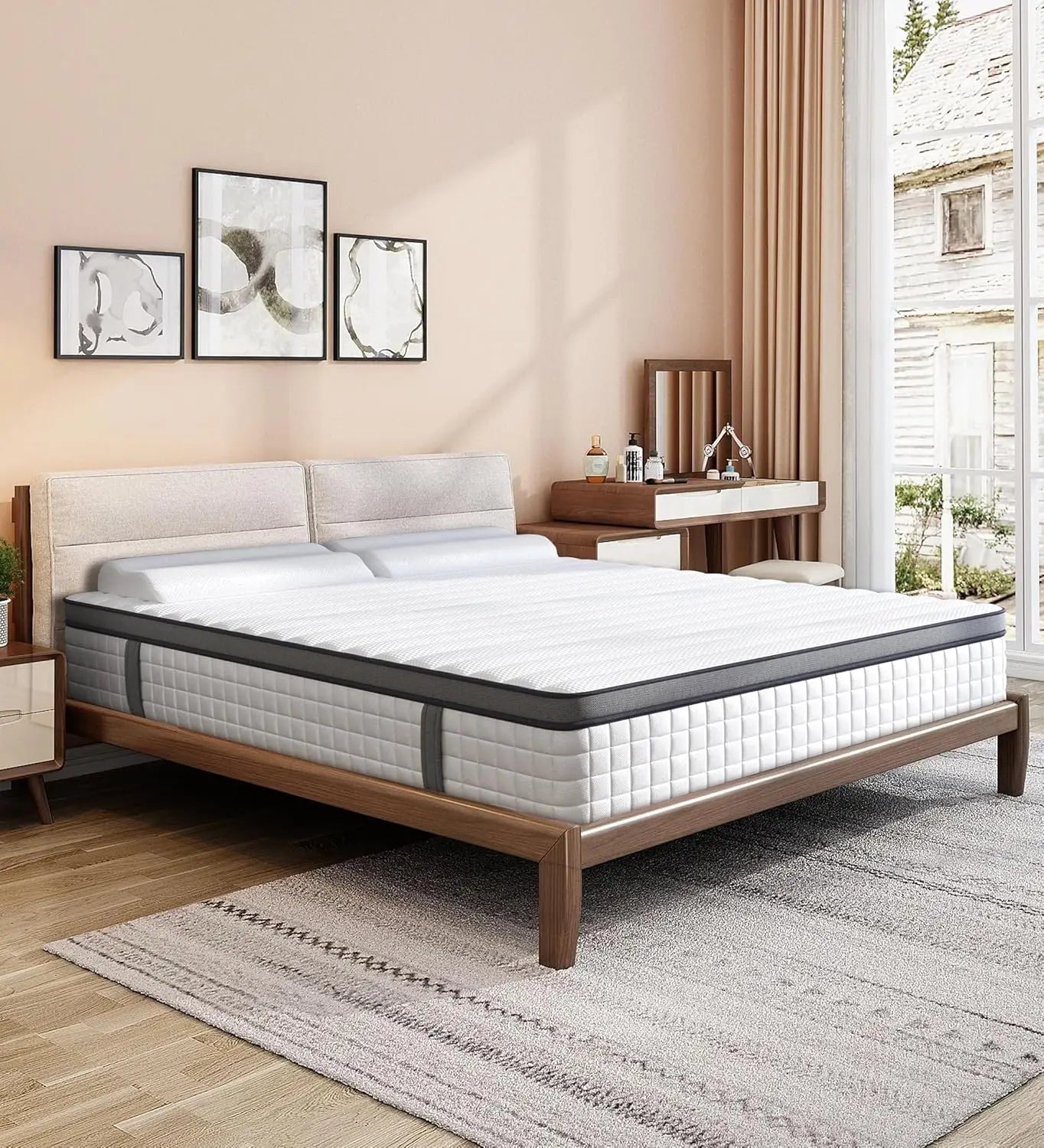 Ljustra 12 Inch Queen Mattress Medium Firm Memory Foam Pocket Springs