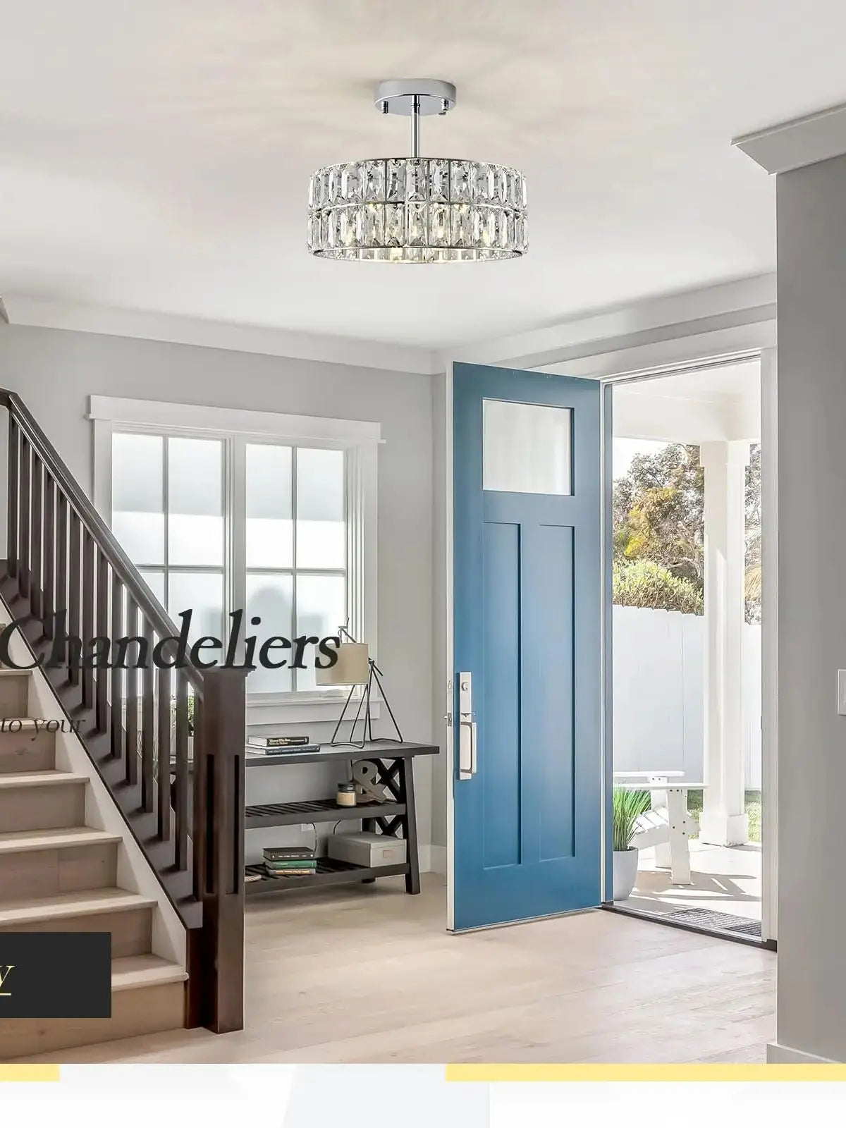 Modern 4-Light Chrome Crystal Pendant Light for Entrance Kitchen Corridor