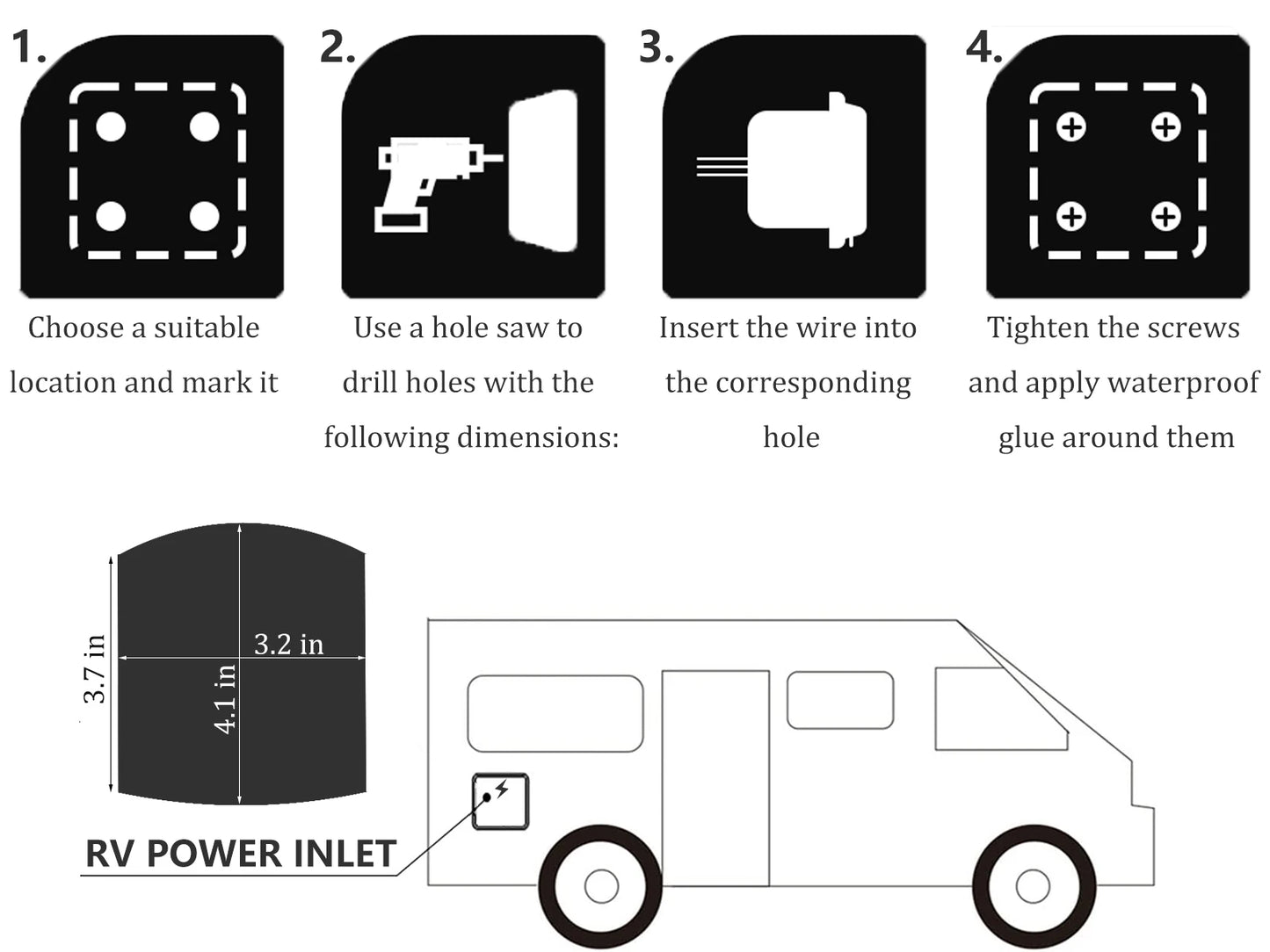 32 Amp RV Inlet Plug Outlet Box Kit Camper Shore Power Connector
