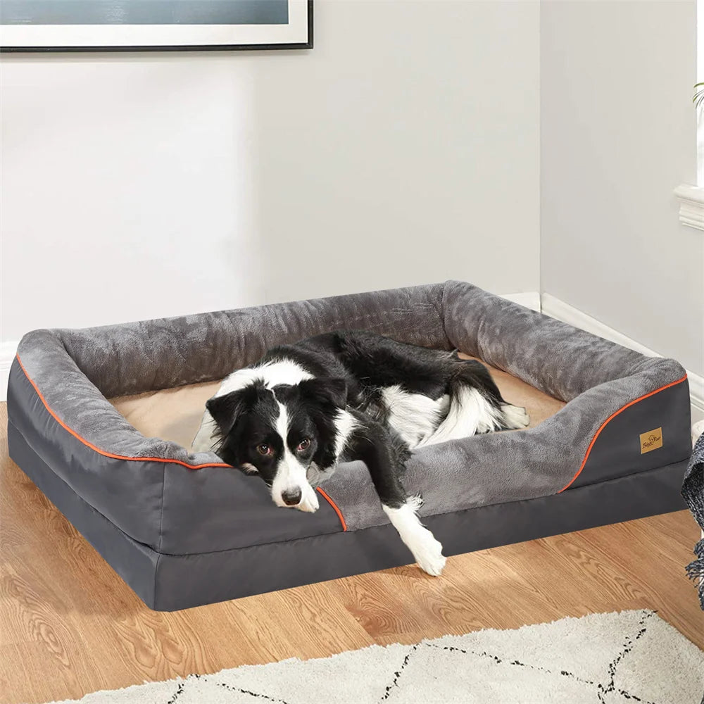 Jumbo Orthopedic Memory Foam Dog Bed Waterproof Removable Cover
