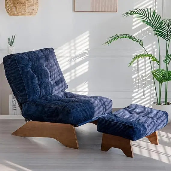 Accent Chair Ottoman Adjustable Backrest Tufted Living Room Furniture