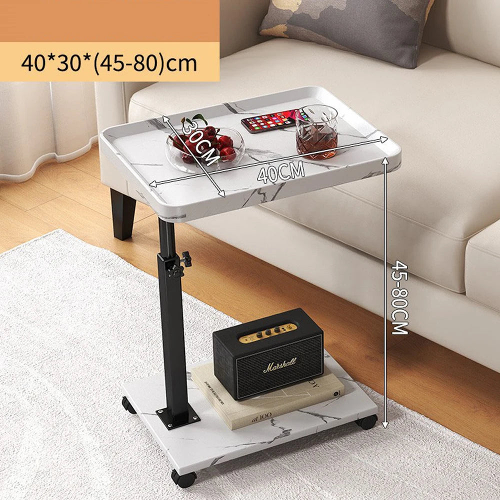 Adjustable Rolling Cart Overbed Bedside Table Laptop Desk Side Tray Table