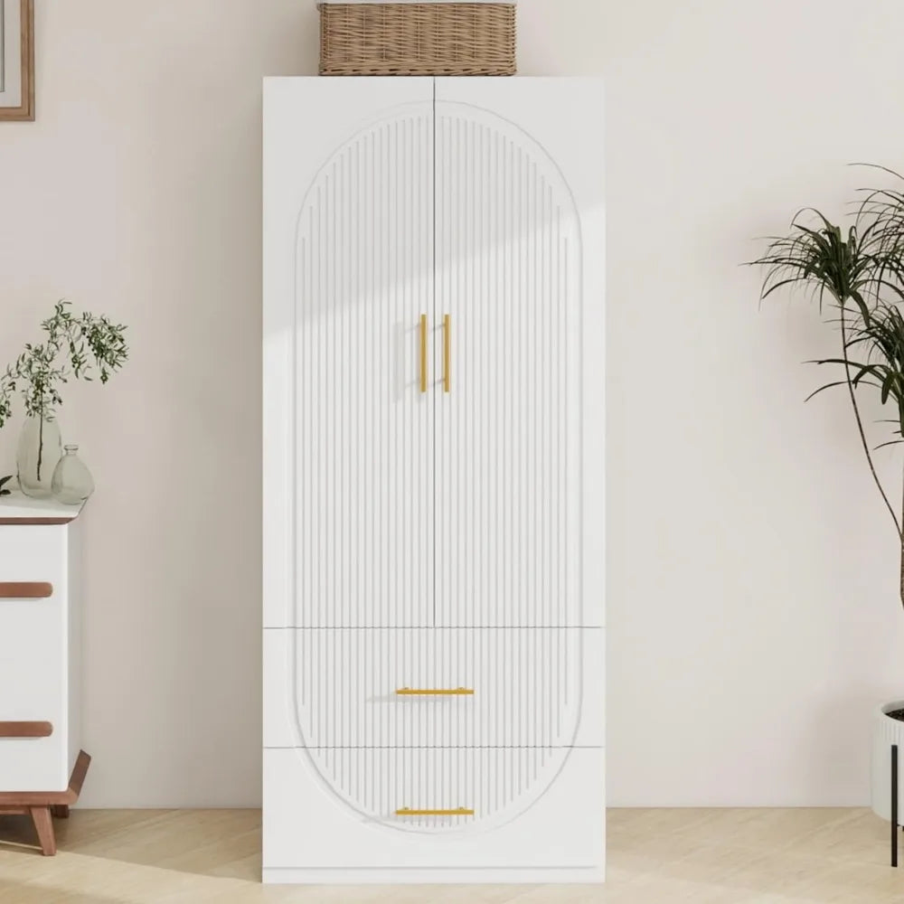 Ljustra Armoires Wardrobe Closet 74" High with 2 Doors and 2 Drawers