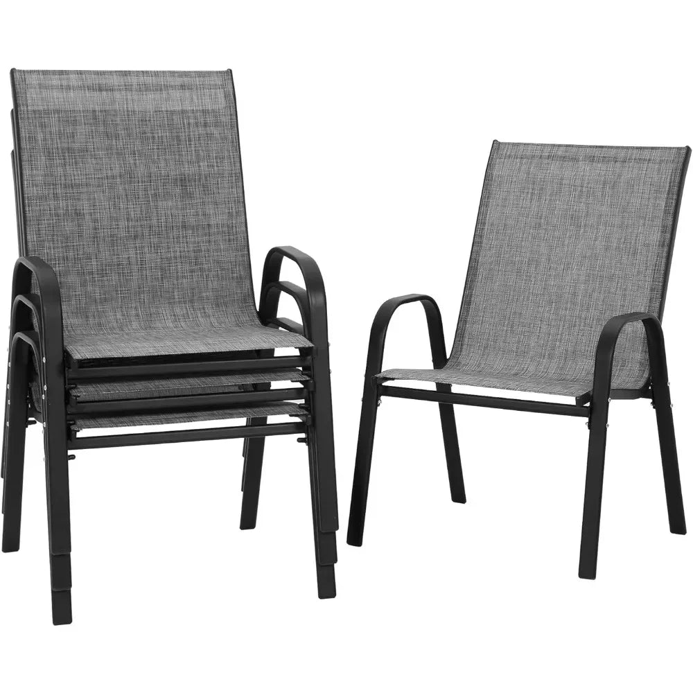 Textilene Patio Chairs Set of 4 Weather Resistant Stackable Lightweight