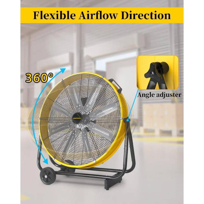 VENTISOL 24 Inch Industrial Floor Fan High Velocity 9500 CFM Heavy Duty