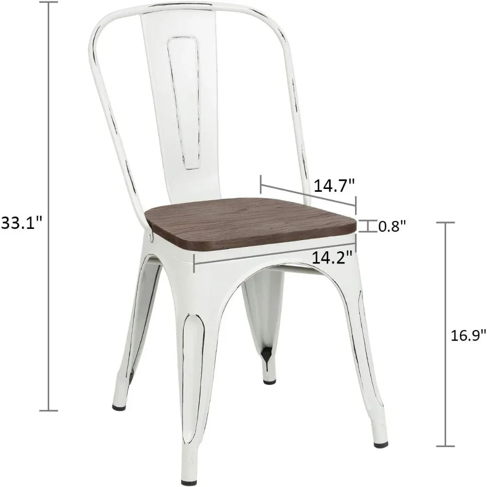 Ljustra Metal Dining Chairs Set of 4 Stackable Indoor Outdoor Kitchen Use