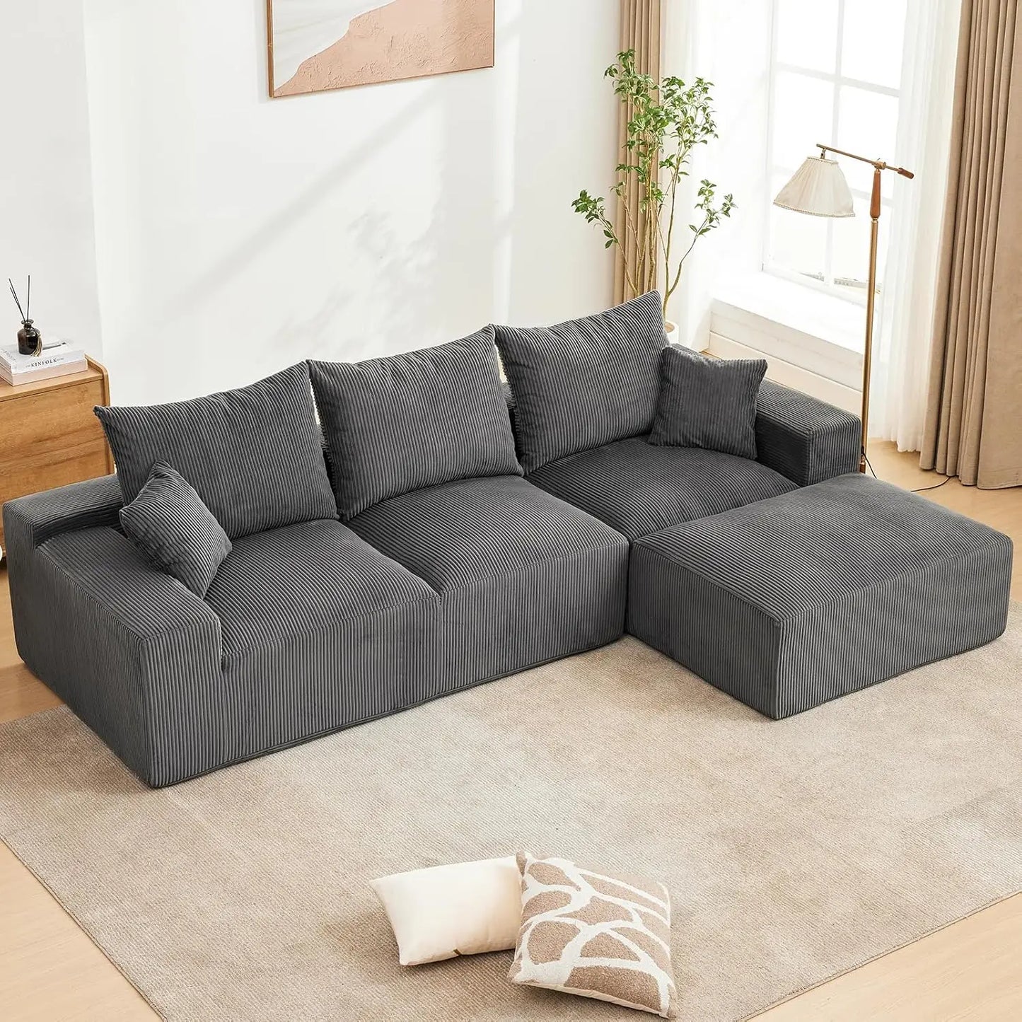 Luxury Modular 110" Sectional Sofa L-Shaped Cloud Couch Chaise Lounge