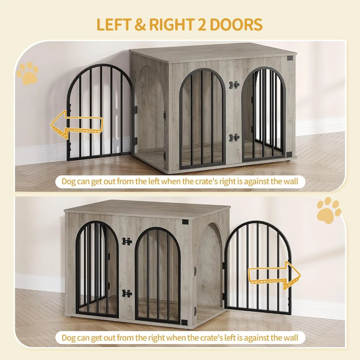 31.5 Wooden Dog Crate Furniture Indoor Kennel TV Stand Anti-Chew