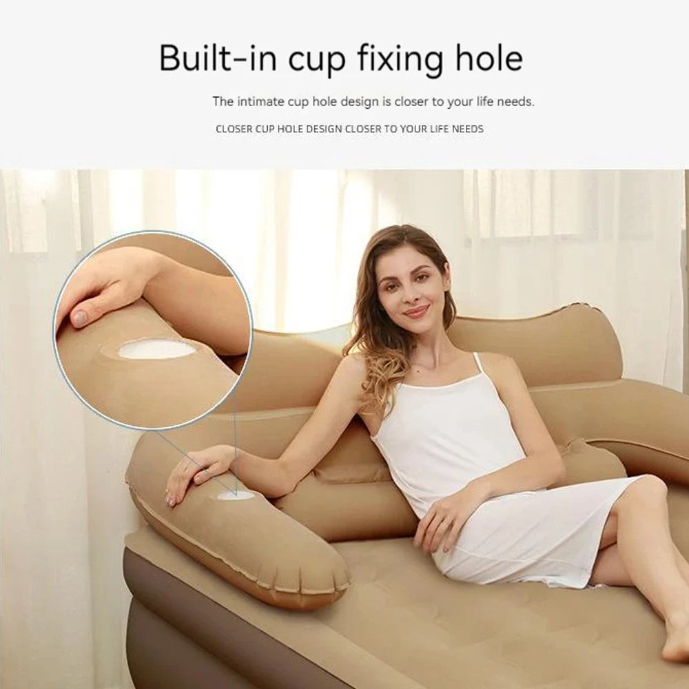 Ljustra Camping Air Bed with Backrest Inflatable Mattress 2 Persons