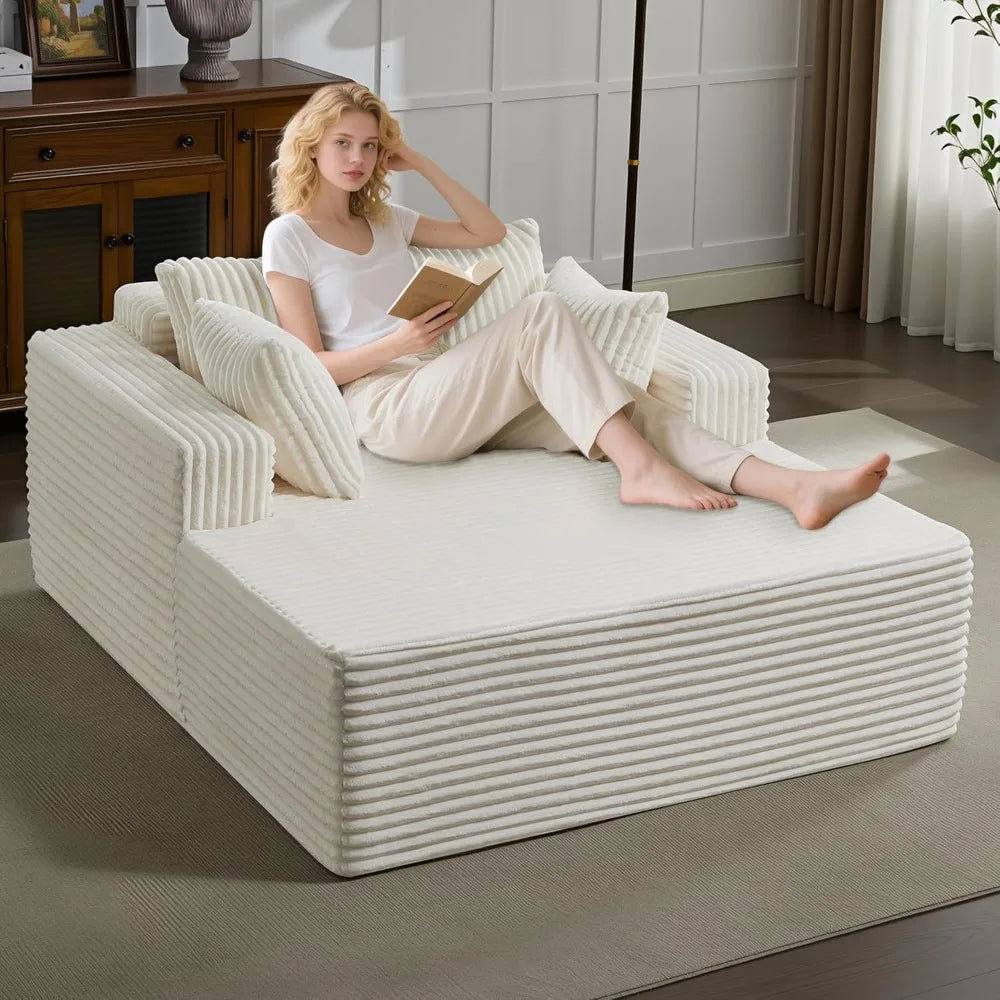 61 Inch Oversized Chaise Lounge Chair Indoor Sofa Bed with Pillows