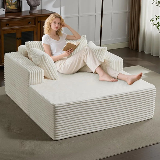 61 Inch Oversized Chaise Lounge Chair Indoor Sofa Bed with Pillows