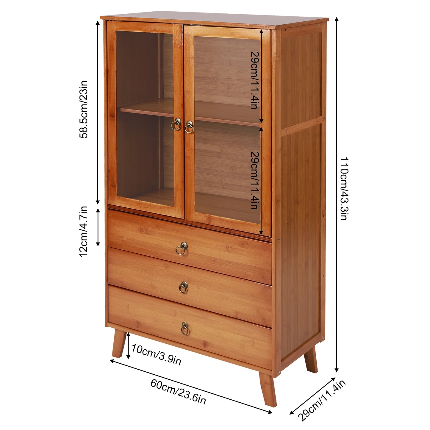 5-Tier Bamboo Kitchen Buffet Hutch Storage Cabinet with Drawer