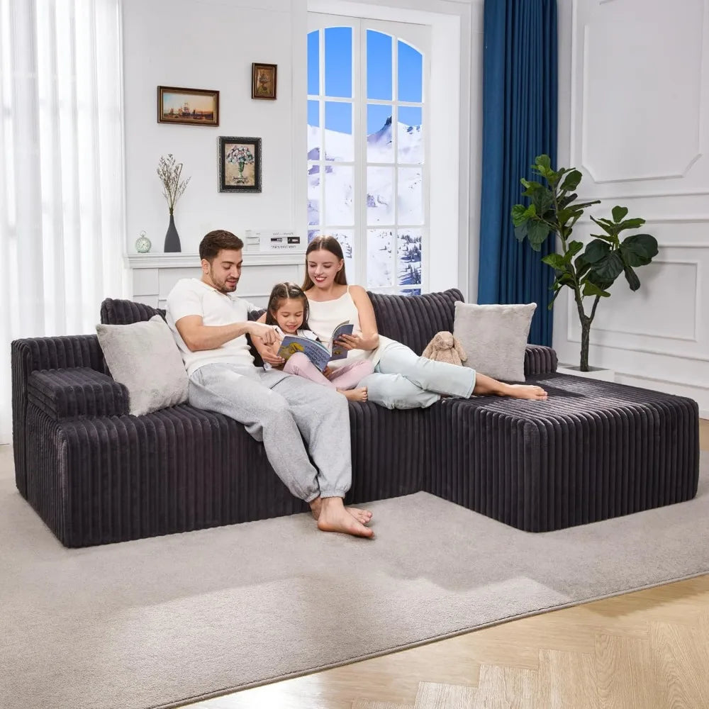Modular L-Shaped Sectional Sofa Couch with Memory Foam, Detachable Covers, Deep Seat, No Assembly