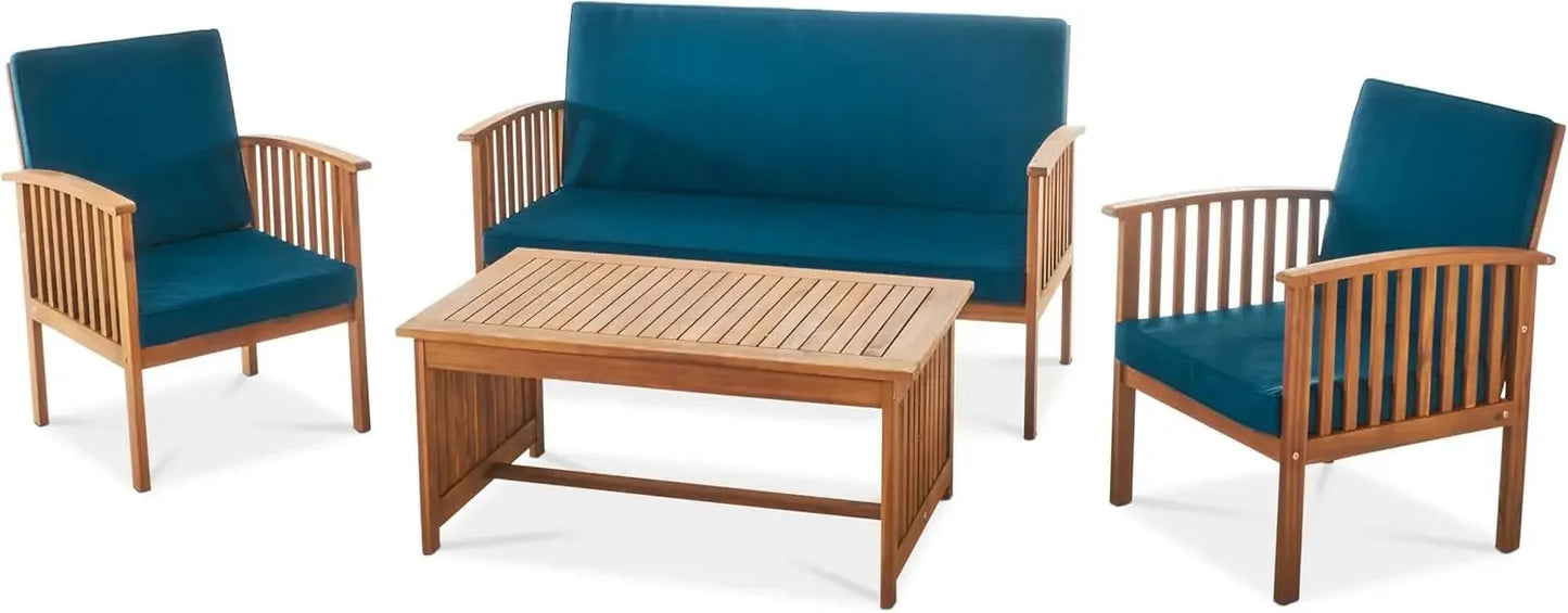 Carolina Outdoor Acacia Sofa Set 4-Piece Garden Furniture Set