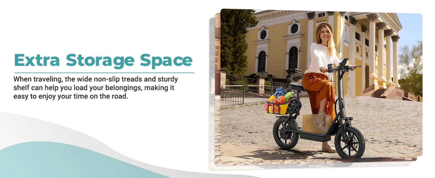 Ljustra 500W 14inch Electric Bicycle 10.4AH Battery 28Miles 22MPH Max Speed