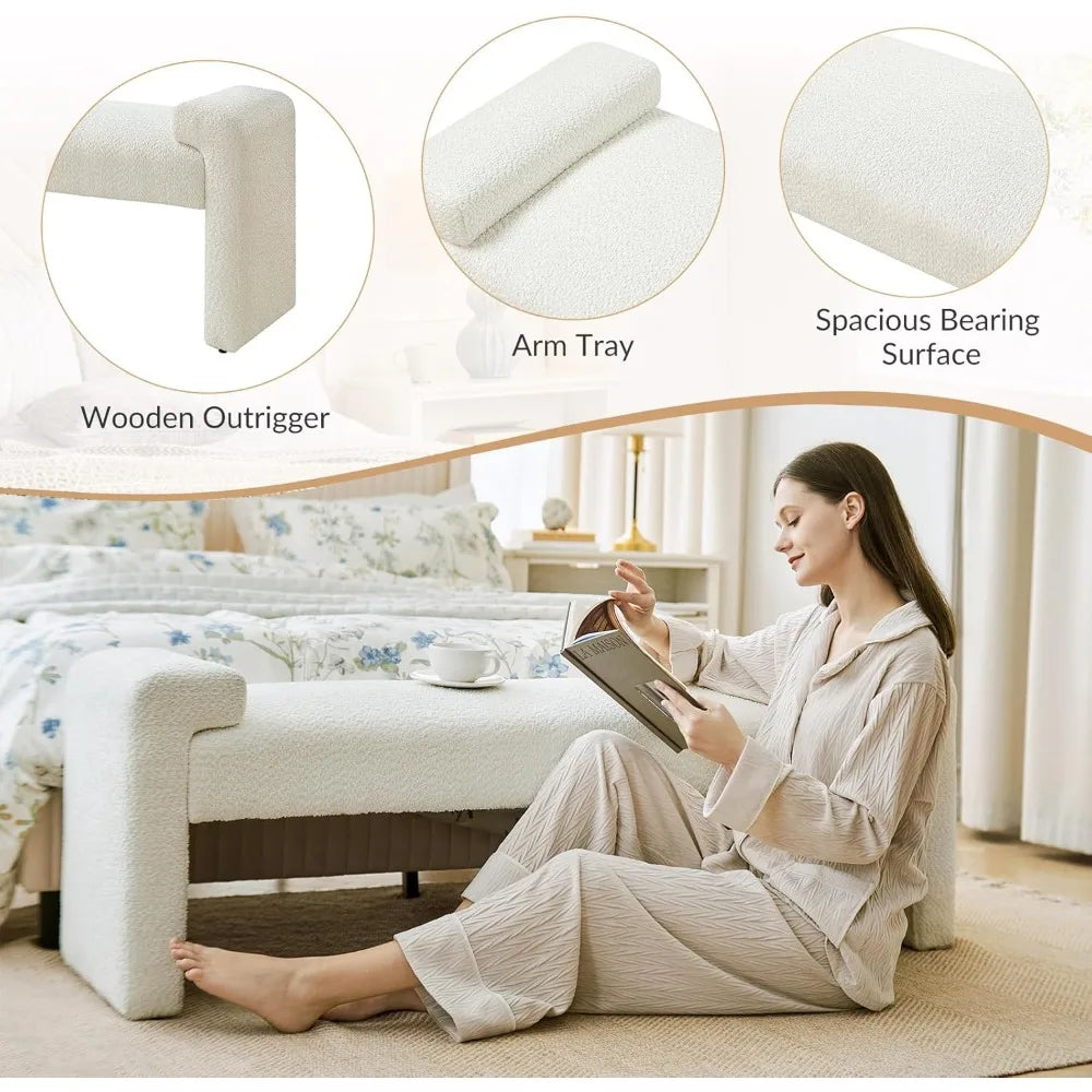 Ljustra 58.5" Modern Fabric Upholstered Entryway Bench Solid Wood Frame