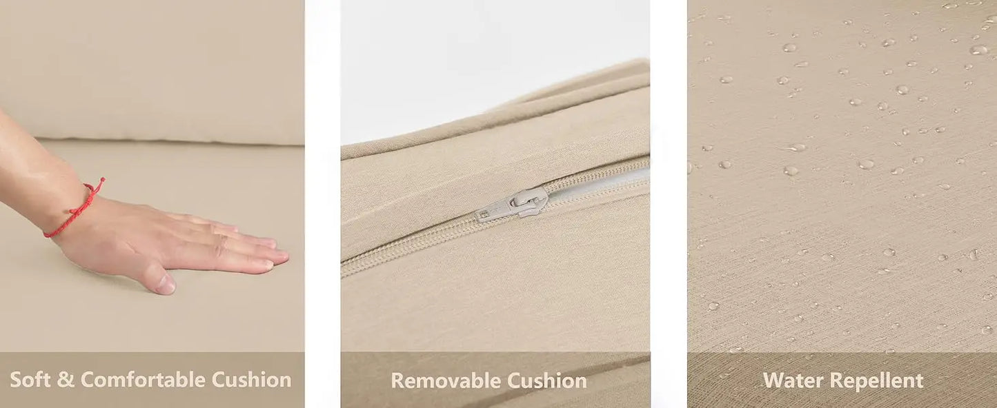 Ljustra Aluminum Patio Furniture Set Fire Pit Table Swivel Chairs Sofa