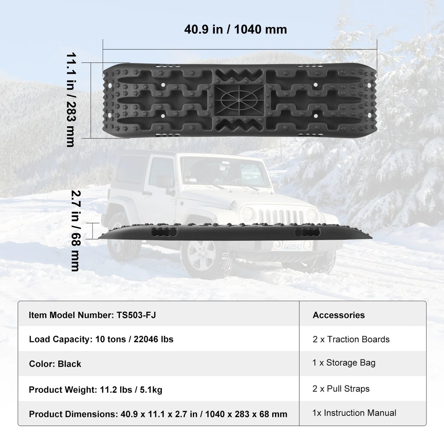 Ljustra 10 Ton Traction Boards Recovery Mats Off-Road Vehicle SUV Pickup