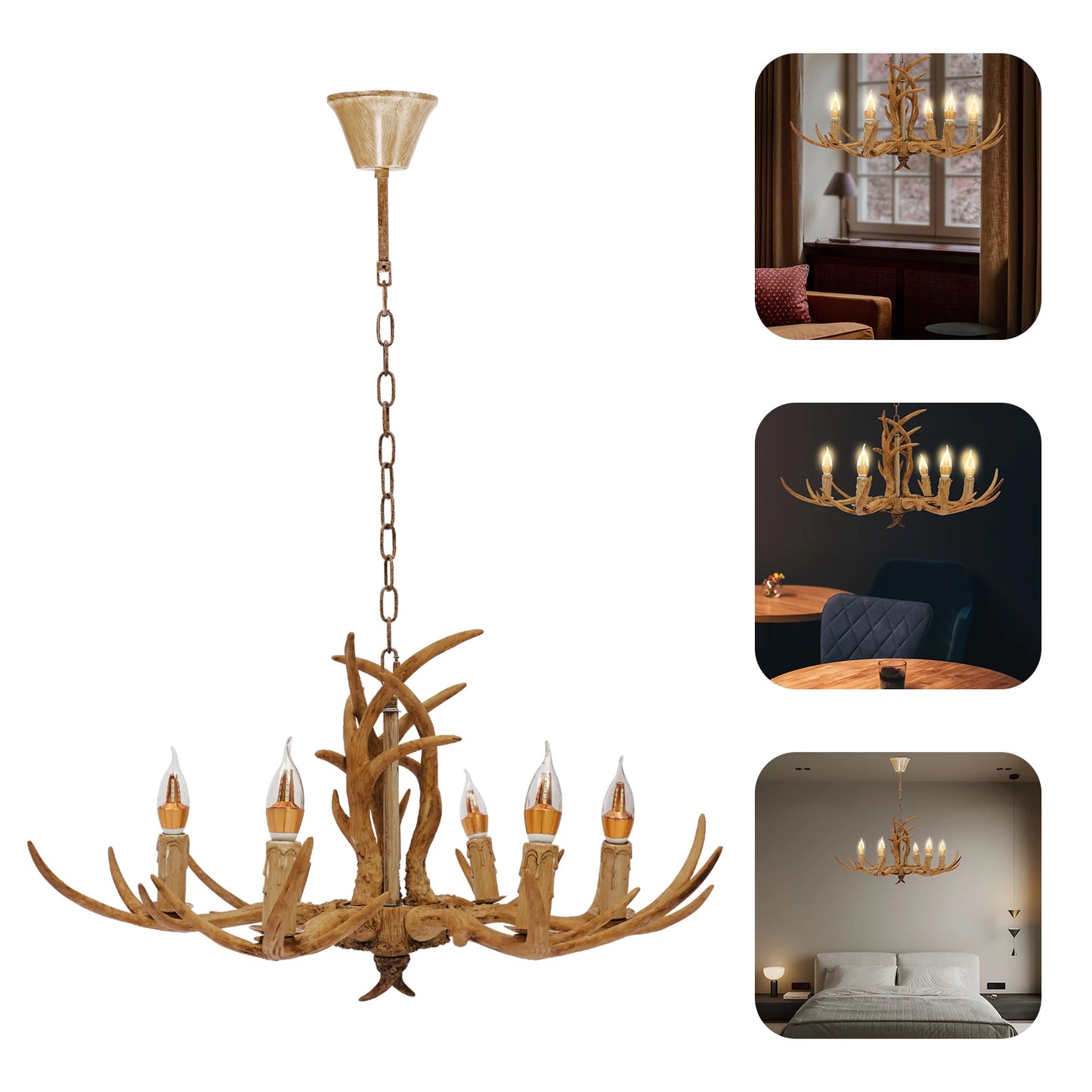 Retro Antler Chandelier Pendant Lamp for Restaurant Dining Space