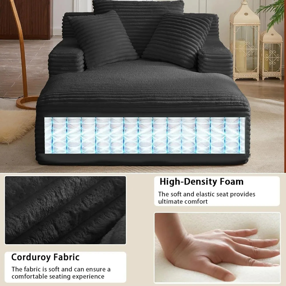 Ljustra 50 Inch Oversized Chaise Lounge Chair Indoor Sofa Bed with Pillows