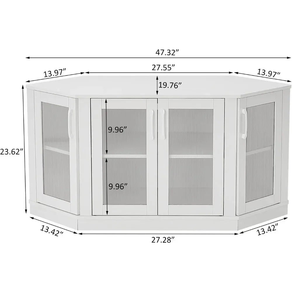 Corner TV Stand 47 Inch Media Console Storage for TVs Up to 51 Inch