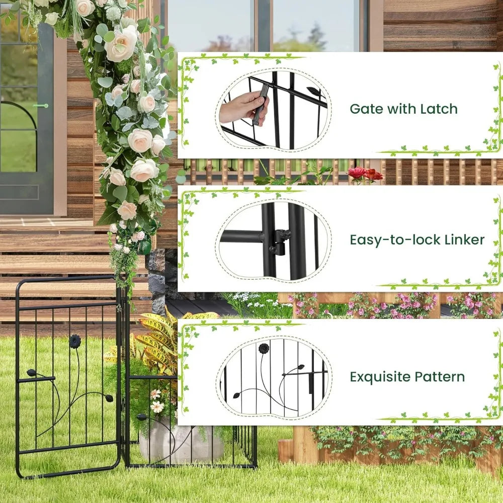Ljustra Garden Arbor 87" Metal Archway Pergola with Lockable Gate and Planters