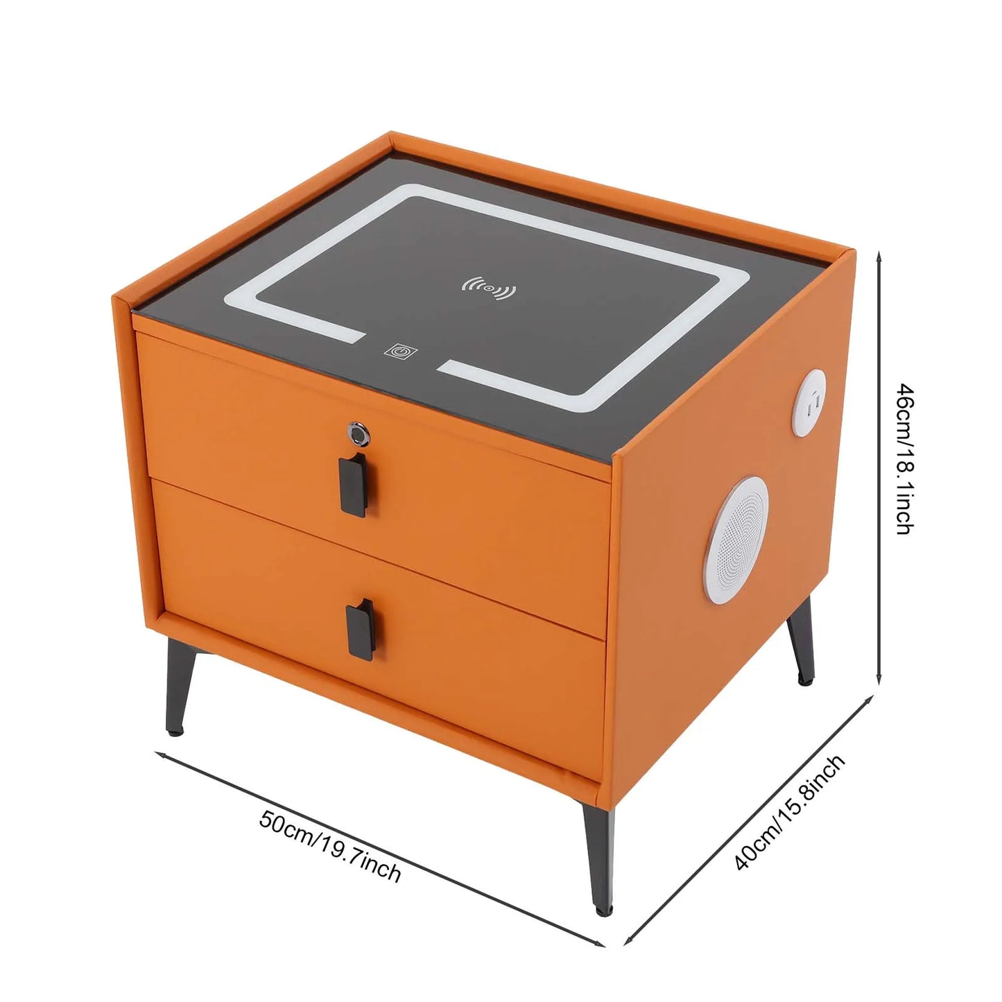 Smart Bedside Table with Bluetooth Speaker USB Wireless Charging and Light
