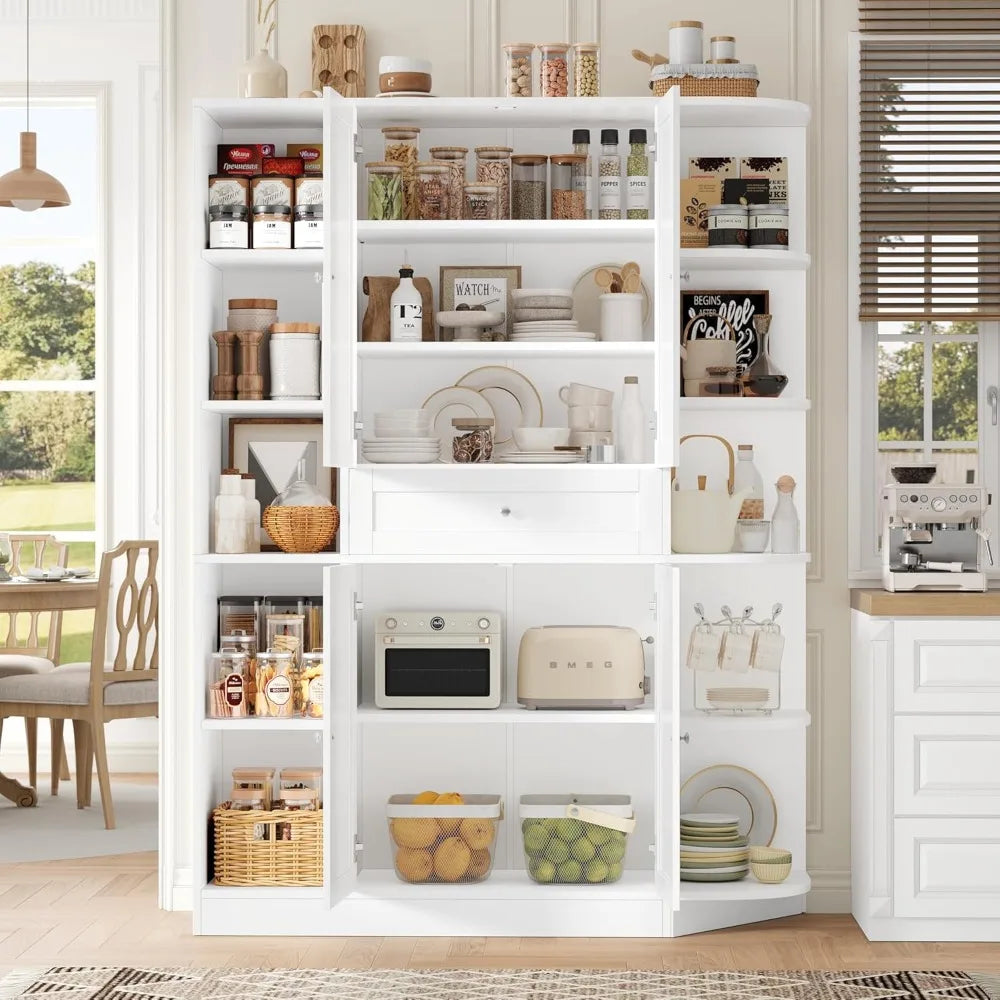 71 Inch Tall Pantry Cabinet Storage Buffet Sideboard with Drawer and Shelves