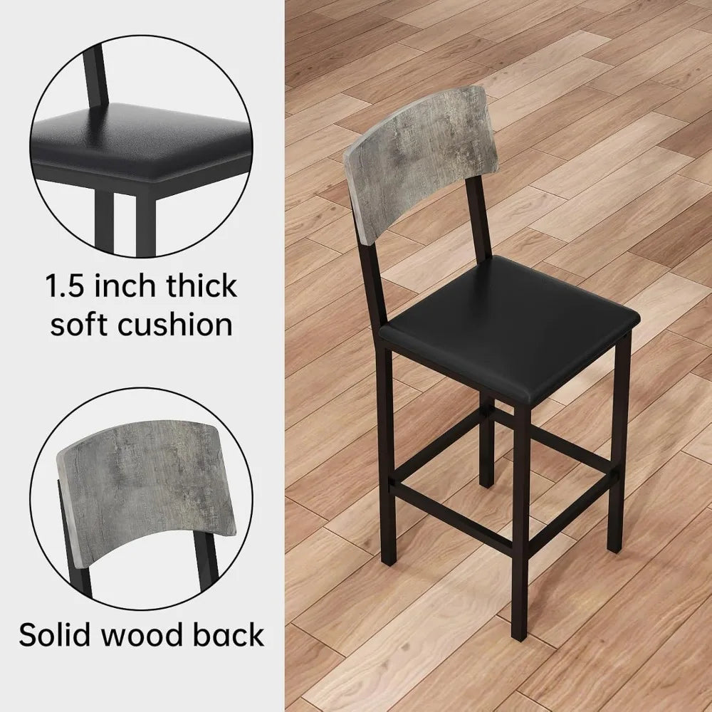 Modern 5-Piece Dining Table Set for 4 with Bar Stools and Comfort