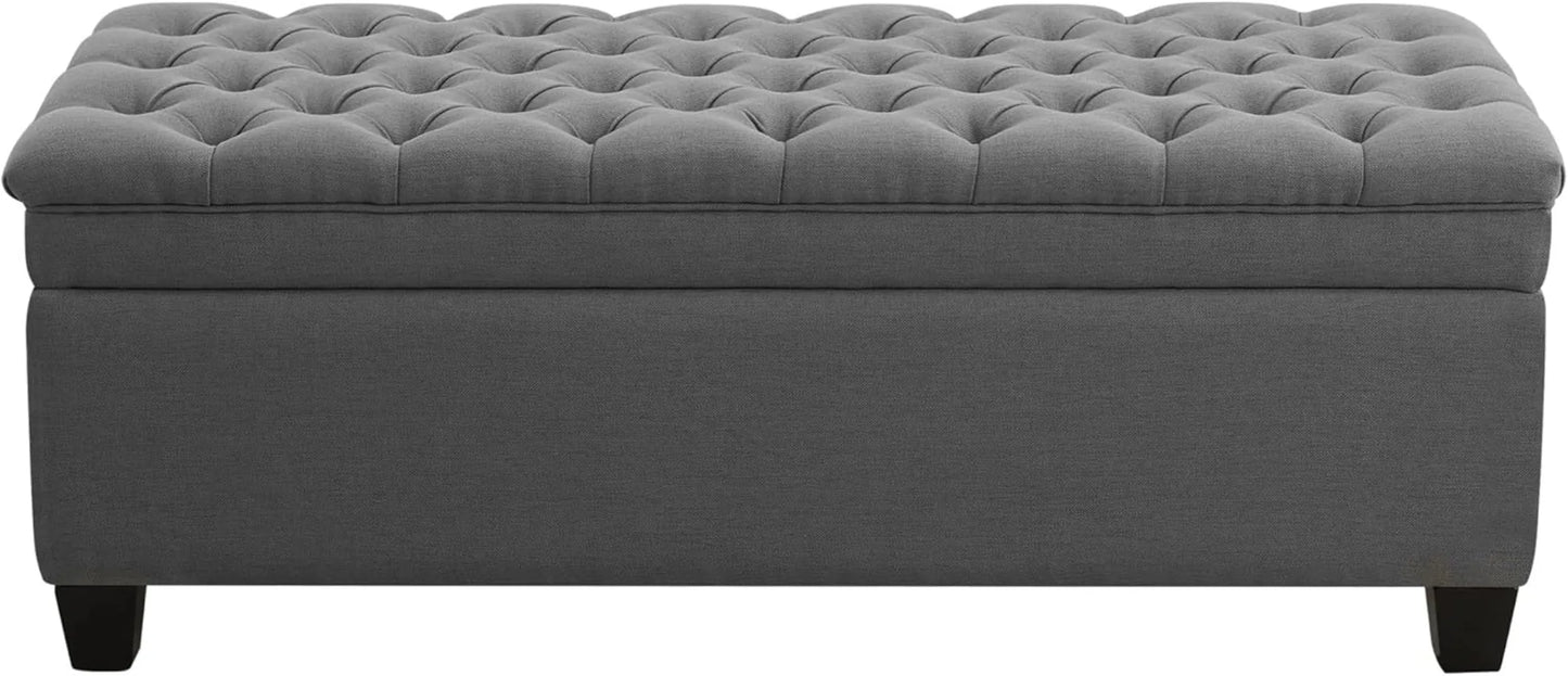 51 Inch Fabric Storage Bench Tufted Ottoman for Living Room Bedroom