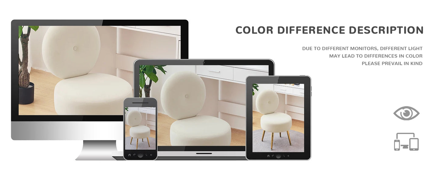 Armless Velvet Vanity Chair Modern Stool for Makeup Room Bedroom