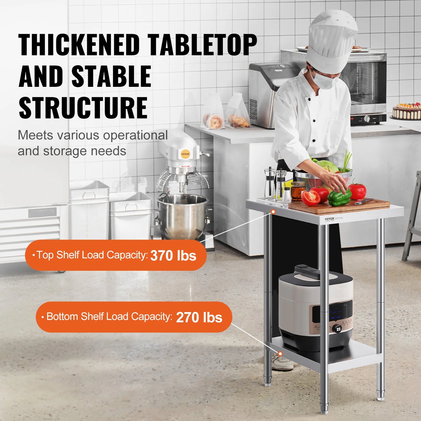 Ljustra Stainless Steel Prep Table Commercial Workstation Kitchen Garage