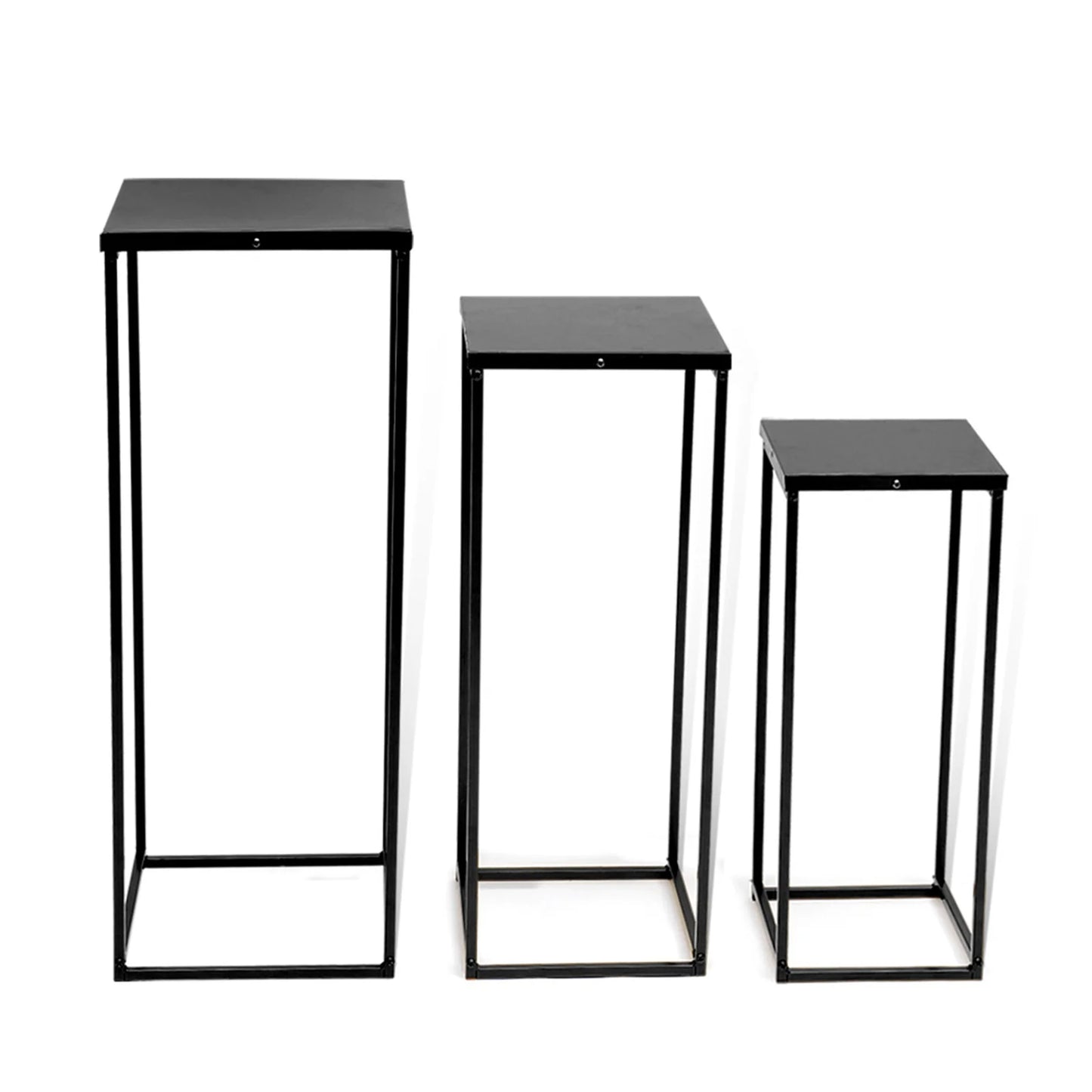 Set of 3 Metal Square Flower Stands Plant Holders for Home Wedding Decor