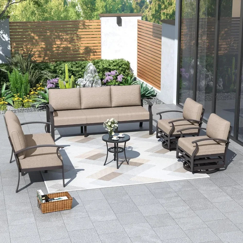 Ljustra Aluminum Patio Furniture Set 7-Seat Outdoor Swivel Chairs