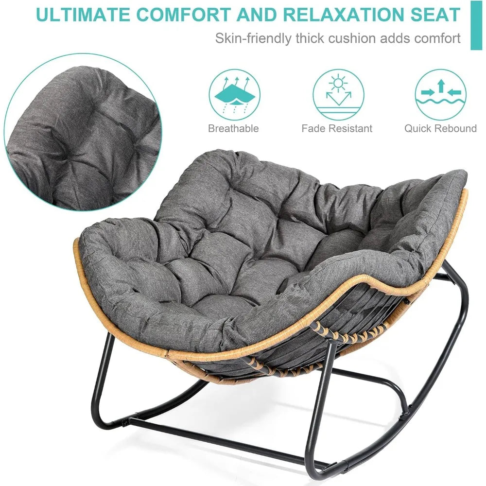 Outdoor Rocking Egg Chair Indoor Papasan Rattan Lounge Modern Design