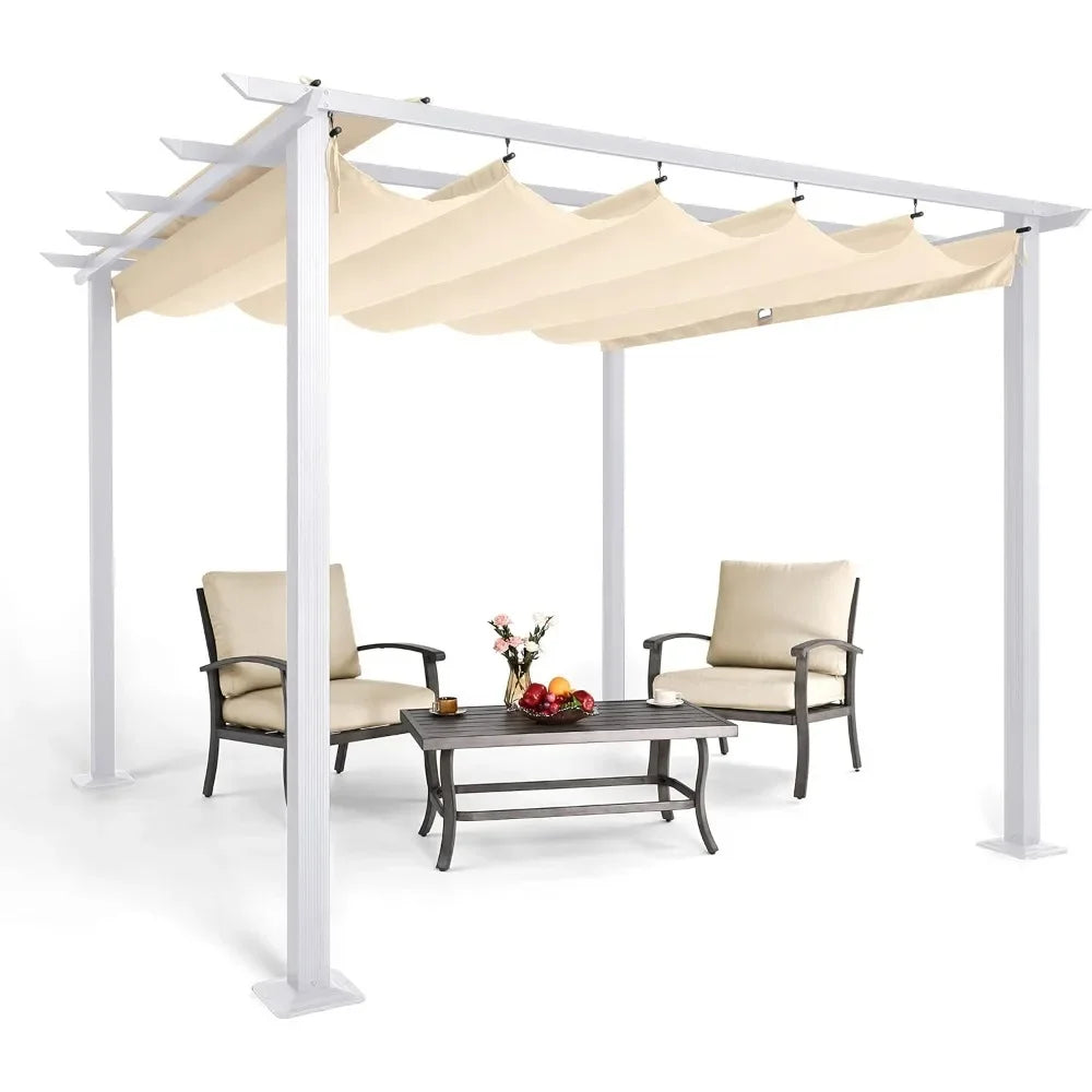 10x10 Retractable Pergola Canopy for Patios Gardens Backyards