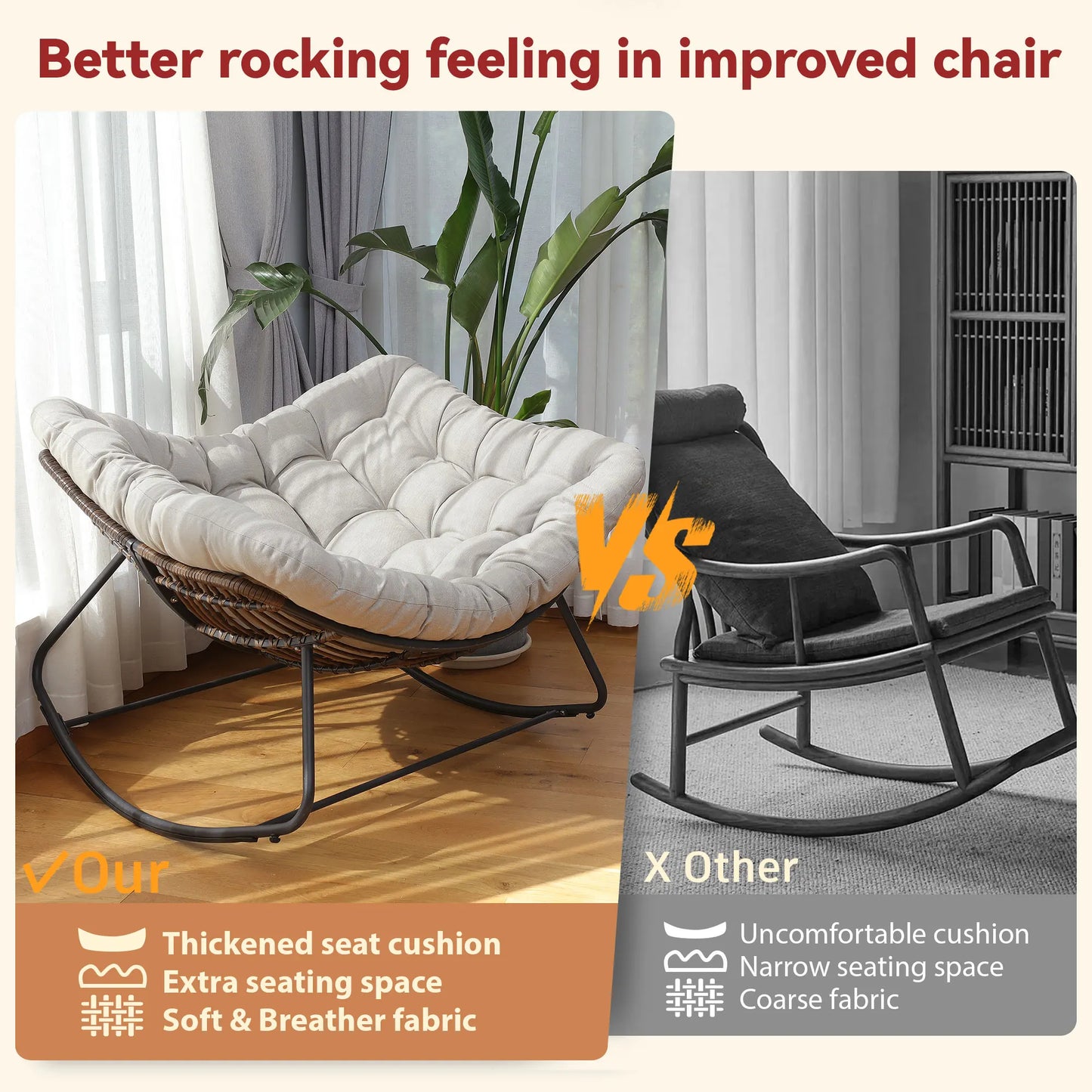 Outdoor Rocking Chair Patio Wicker Egg Chair Indoor Papasan Chair