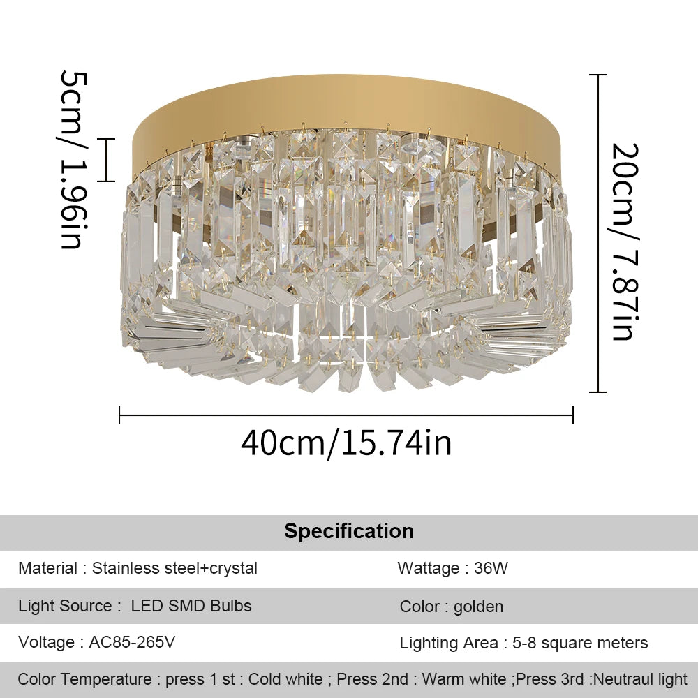 Luxury Crystal Ceiling Lamp Modern Chandelier Nordic Home Decor LED